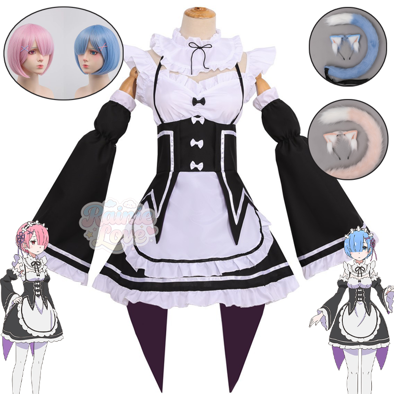 Re Zero Rem Wig - Anime Re Zero Rem Cosplay Costume