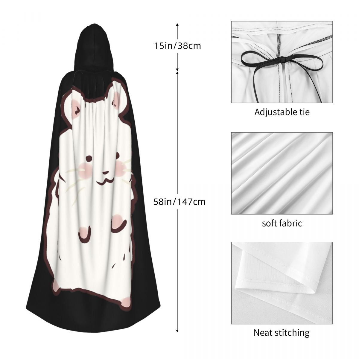 Cute Hamster Drawing Long Hood - Anime Cosplay Drawing ulasan dan harga