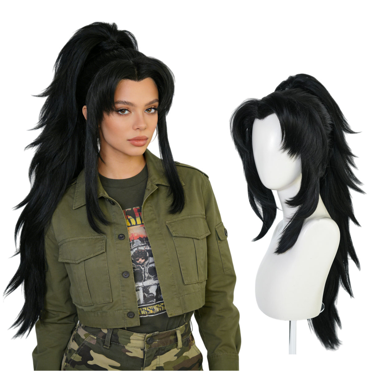 Anime cosplay wig black hairst - Cosplay Anime Expo ulasan dan harga