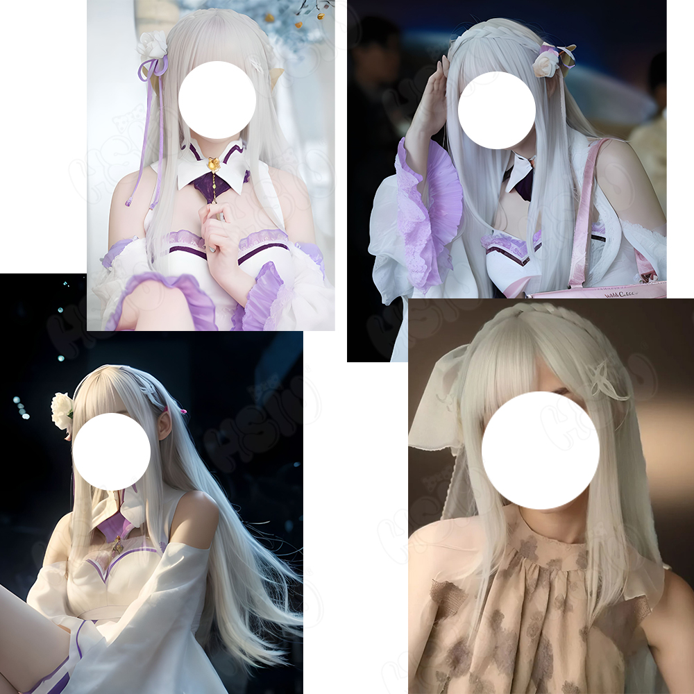 Emilia Cosplay Wig Fiber synth - Re Zero Rem Wig ulasan dan harga