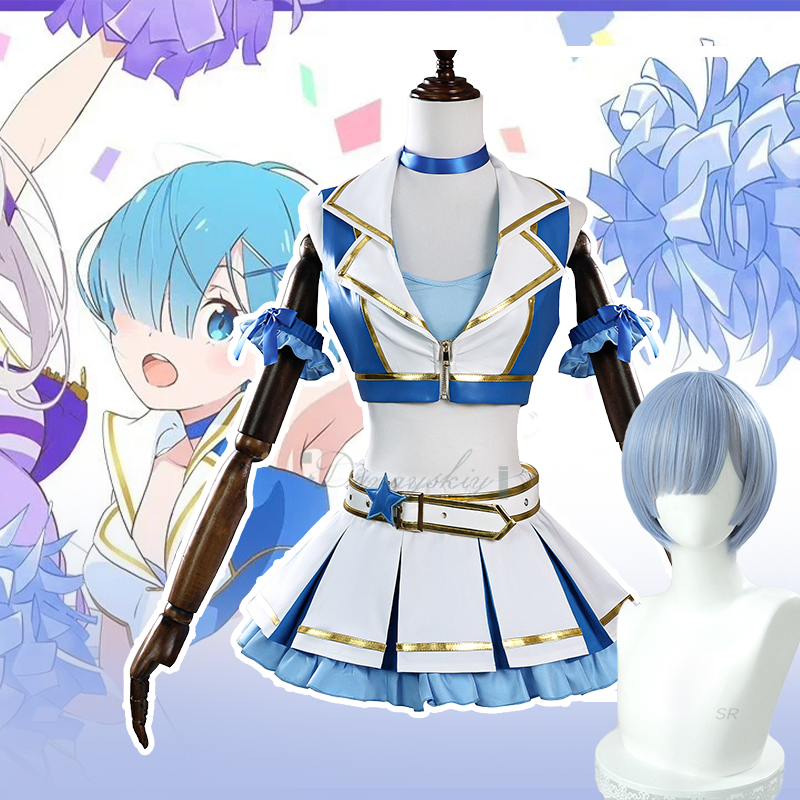 Rem Cosplay Costume Anime Re:L - Re Zero Rem Wig ulasan dan harga