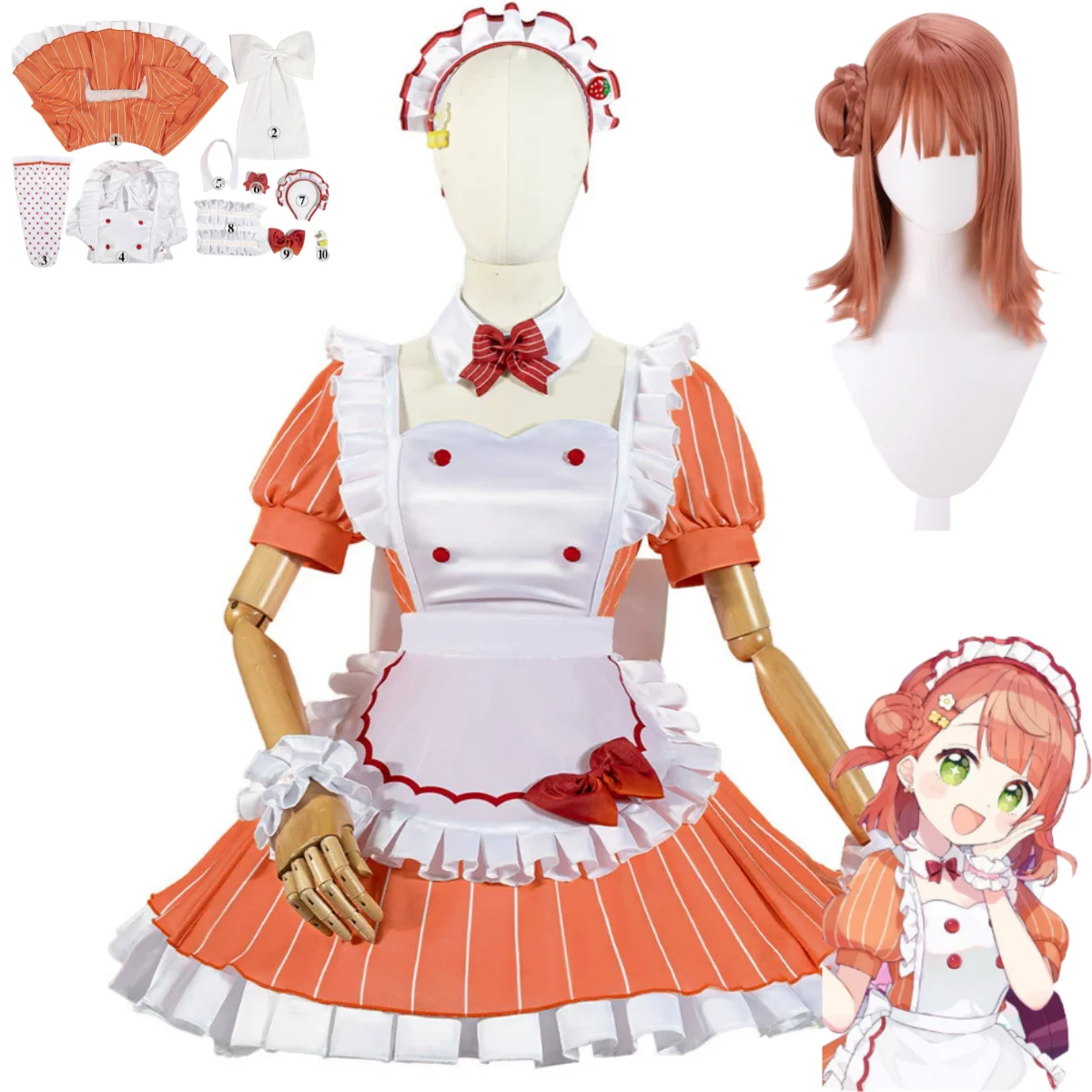 Maid Dress Lolita Skirt Wig Wo - Anime Cosplay Maid ulasan dan harga