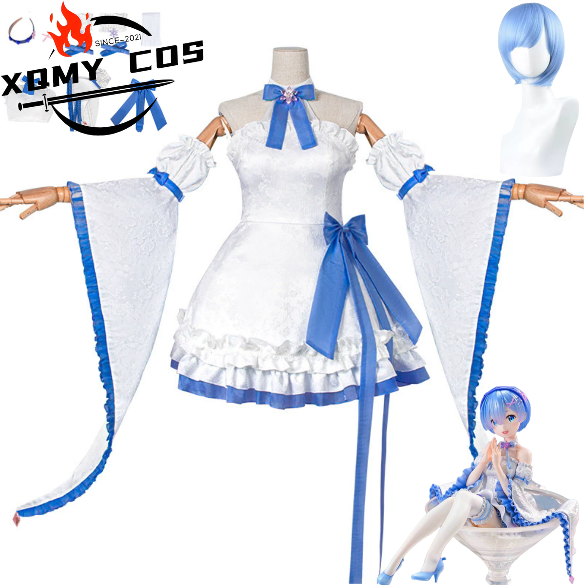 XqAnime Re:Life in A Different - Re Zero Rem Wig ulasan dan harga