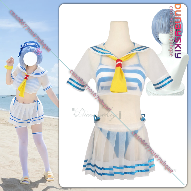 {SAIKOU}Rem Cosplay Costume Gi - Re Zero Rem Wig ulasan dan harga